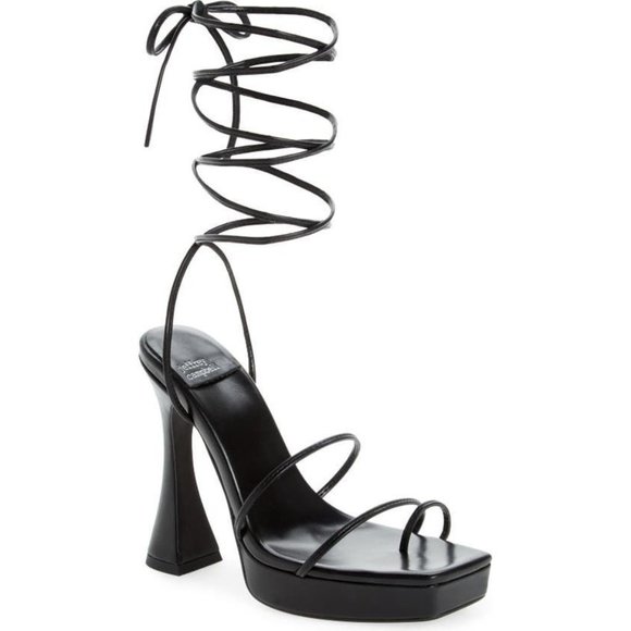 JEFFERY CAMPBELL Prima Donna Platform Strappy Sandal Shoes 11 Black NEW - Picture 1 of 12